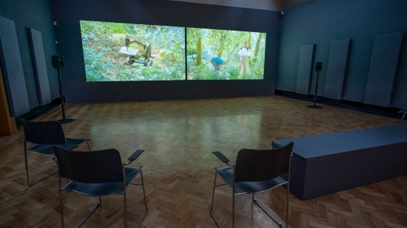 Concrete Feathers and Porcelain Tacks by Helen Cammock: Install at Touchstones Rochdale